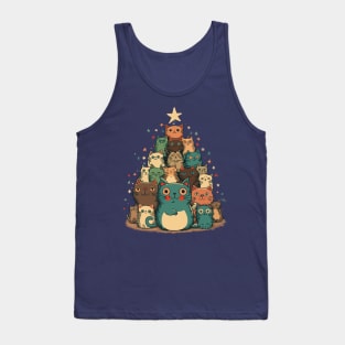 Christmas tree made of happy cats Tank Top